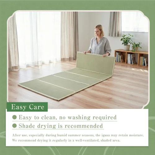 Vista 6 de Tatami Mat – Colchón plegable de tatami japonés Igusa, futón para dormir en el suelo de hierba rush, meditación, yoga Zen Tatami, individual XL por