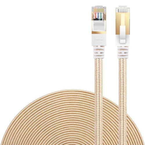 Vista 12 de Cable Ethernet Cat 7, DanYee, de nailon CAT7 de alta velocidad, profesional, chapado en oro, cables STP CAT 7 RJ45, cable Ethernet de 3 ft, 10 ft
