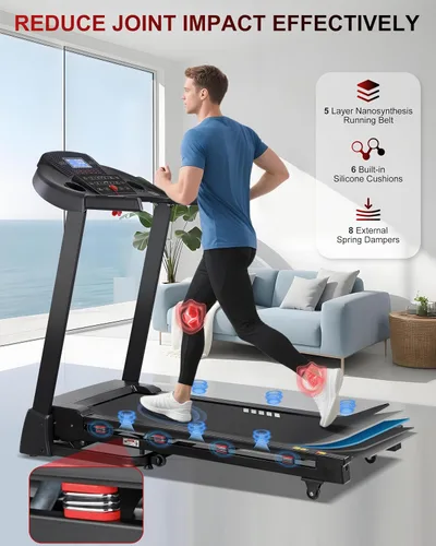 Vista 11 de Treadmill with 15-Level Auto Incline, Folding Treadmill for Home, 0.6-10 MPH, 350 LB Capacity, 18.11" Wide Running Belt, 3.5 HP, Shock Absorption
