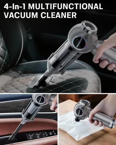 Vista 4 de Aspiradora de Mano para Coche Portátil Inalámbrica 25000Pa de Alta Potencia Mini Aspiradora de Mano Recargable 4-en-1 Soplador de Polvo de Aire