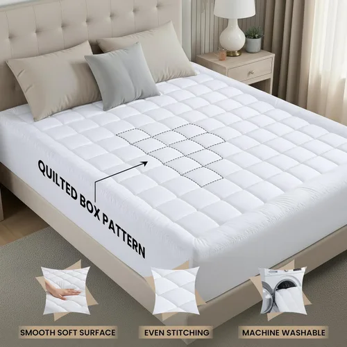 Vista 3 de Almohadillas de colchón premium, gemelo, Blanco