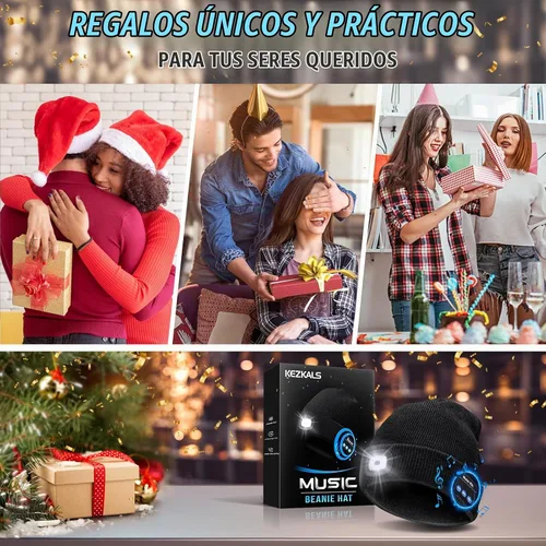 Vista 2 de KEZKALS Gorro con Bluetooth, regalos para hombres y mujeres, accesorios Negro