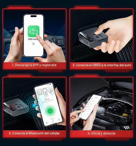 Vista 2 de QYQBOON Escáner OBD2 Bluetooth para automóviles - Herramientas de escaneo OBD2 inalámbricas y lector de códigos para iPhone/Android, herramienta