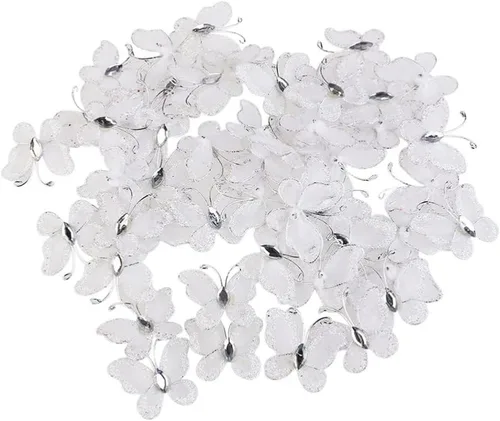 Vista 12 de NUOBESTY 50 alas de nailon de organza con purpurina de malla con purpurina para decoración de mariposas, gema decorativa con purpurina para mesa