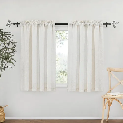 Vista 117 de RYB HOME - Cortinas de lino texturizado semitranslúcidas, privacidad media, filtro de luz, decoración de ventana para dormitorio/baño/sala de estar