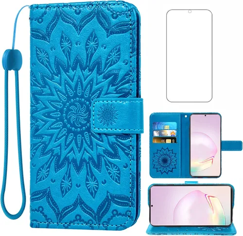 Vista 13 de Funda para teléfono Samsung Galaxy Note 20 Ultra Glaxay Note20 Plus 5G con protector de pantalla de vidrio templado, funda delgada de cuero con Oro