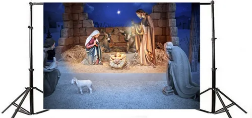 Vista 3 de Yeele Telón de fondo de 7 x 5 pies para fotografía de pesebre de pesebre de nacimiento, para niños, adultos, fotomatón de vinilo