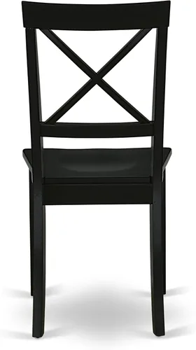 Vista 9 de East West Furniture DUBO5-BLK-W - Juego de mesa de comedor moderno de 5 piezas, incluye una mesa rectangular de madera y 4 sillas de comedor, 36 x