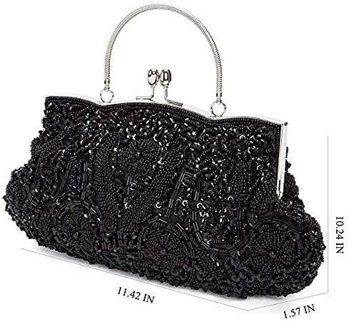 Vista 2 de Simcat Bolso de mano grande con cuentas de lentejuelas y flores
