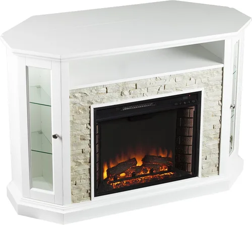 Vista 3 de Southern Enterprises chimenea eléctrica convertible, Metal, Blanco