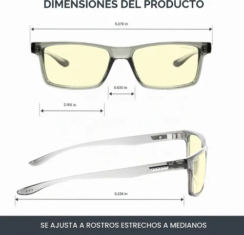 Vista 2 de GUNNAR - Gafas prémium para juegos y computadora - Bloquean 35-98% de luz azul - Vertex Cristal gris