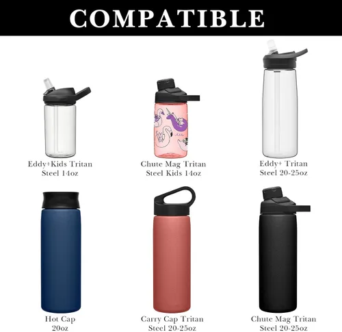 Vista 3 de Linkidea Paquete de 2 fundas para botella de agua compatibles con CamelBak Eddy+20oz/25oz, Chute Mag 20oz/25oz, tapa de transporte, protector
