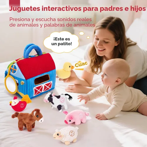 Vista 4 de hahaland Juguetes para bebés de 6 a 12 meses, animales de granja sorpresa