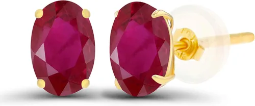Vista 50 de Aretes ovalados de plata de ley 925 maciza chapados en oro de 0.236 x 0.157 pulgadas con piedra natal genuina para mujer Aretes de tuerca Amatista