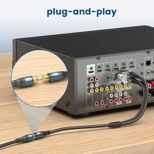 Vista 6 de EMK Cable de extensión RCA Splitter 2 macho a hembra, doble blindaje chapado en oro, de nailon trenzado, divisor RCA de 1 hembra a 2 macho