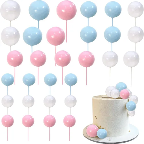 Vista 12 de Rsstarxi 30 piezas de mini globos y bolas de espuma para tartas – Insertos de pastel de bricolaje para bodas, aniversarios y decoraciones de fiesta