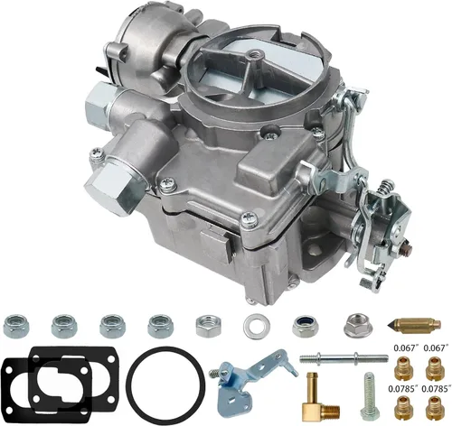 Vista 7 de Carburador marino de 2 barriles de carbohidratos para motores Mercruiser 3.0L 2.5L 4 CYL con chorros de estrangulador eléctrico, varillaje largo
