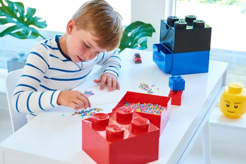 Vista 11 de Room Copenhagen LEGO Storage Brick 4 Cajón de Escritorio, Caja de Almacenamiento de Sobremesa Apilable de 4 Espigas, 6.2 x 6.2 x 4.4 pulgadas, Rojo