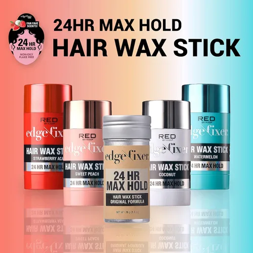 Vista 6 de Red by Kiss Cera para el cabello 24HR Max Hold Edge Fixer Control Pomada Antiadherente, no grasa, sin escamas (coco)