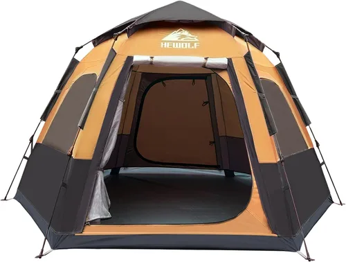 Vista 11 de Hewolf Tiendas de campaña para 3-4 personas para camping, tienda instantánea impermeable fácil de desplegar que se instala en 60 segundos