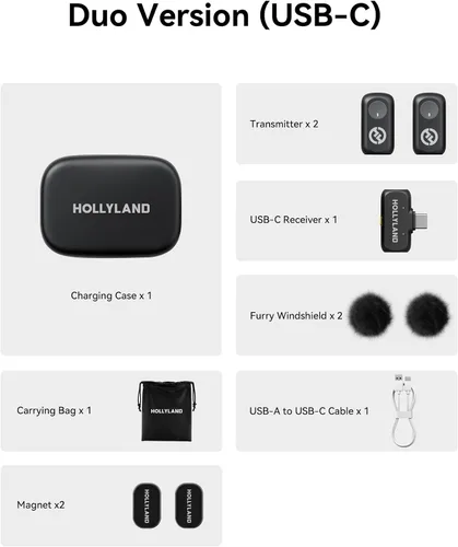 Vista 12 de Hollyland Lark A1 (2TX+USB-C RX+estuche de carga) Micrófono magnético Negro