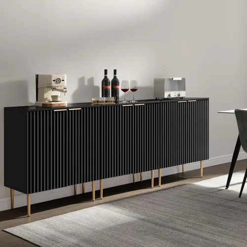 Vista 7 de SICOTAS - Armario de buffet moderno de 34 pulgadas de alto con estantes ajustables, color negro