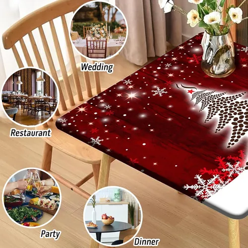 Vista 37 de Mantel redondo ajustable con mantel elástico para exteriores, manteles elásticos redondos para mesas, manteles impermeables y lavables