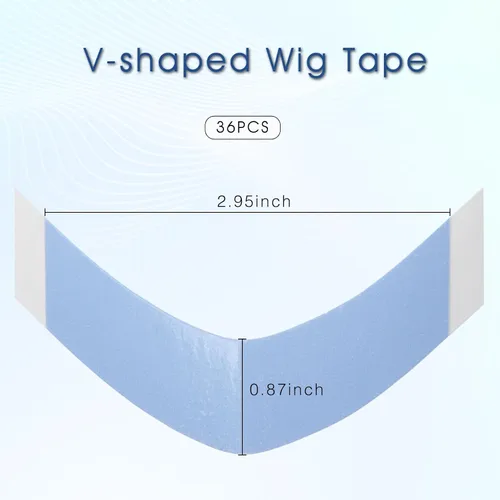 Vista 4 de Tiras de cinta para pelucas, 36 piezas, cinta adhesiva transparente de doble cara, para peluca de encaje, peluca de Toupee (contorno A)