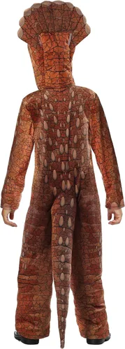 Vista 3 de Disfraz de triceratops con capucha de dinosaurio para niños, Marrón