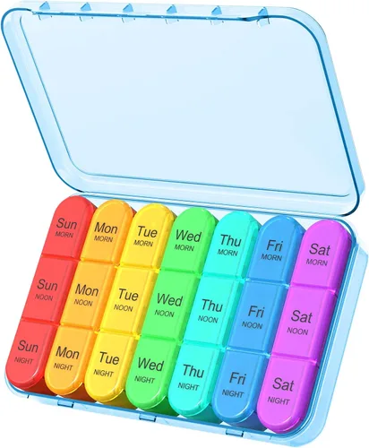 Vista 6 de Daviky Organizador de pastillas 3 veces al día, pastillero diario de 7 días, fundas semanales, organizadores de medicamentos para contener vitaminas