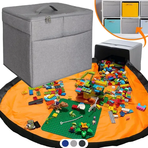 Vista 9 de Organizador de almacenamiento de juguetes XL con tapete de juego, bolsa de almacenamiento/caja para niños, niñas, guardería, sala de juegos, canasta