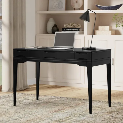 Vista 2 de SIMPLIHOME Harper 48" Wide Solid Wood Writing Desk in Black
