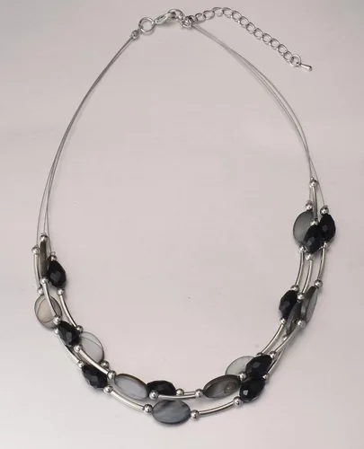 Vista 5 de PEARL&CLUB Collar de cristal en capas para mujer, gargantilla con cadena de plata gruesa, regalos de cumpleaños para mujer