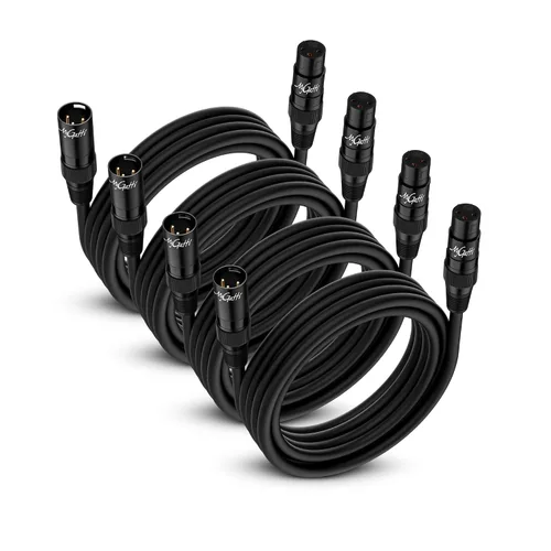 Vista 9 de XLR - Cable de micrófono de 2 pies, paquete de 4 unidades, cable de audio de micrófono equilibrado de 3 pines XLR macho a hembra, cable de conexión