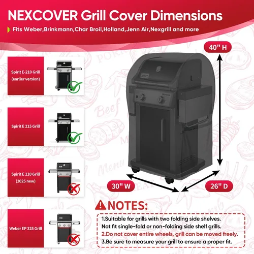 Vista 2 de NEXCOVER - Funda de parrilla, cubierta impermeable de 30 pulgadas, funda de parrilla de gas de 600D, resistente a los desgarros, a la decoloración