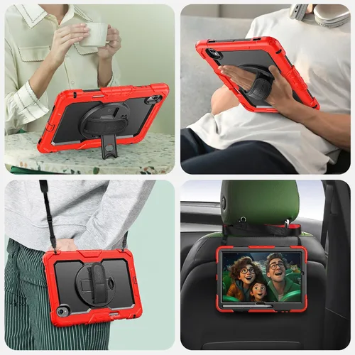 Vista 6 de SEYMAC Funda para Samsung Galaxy Tab S11 5G 2025 de 11 pulgadas, resistente a prueba de golpes, con protector de pantalla, soporte giratorio, correa