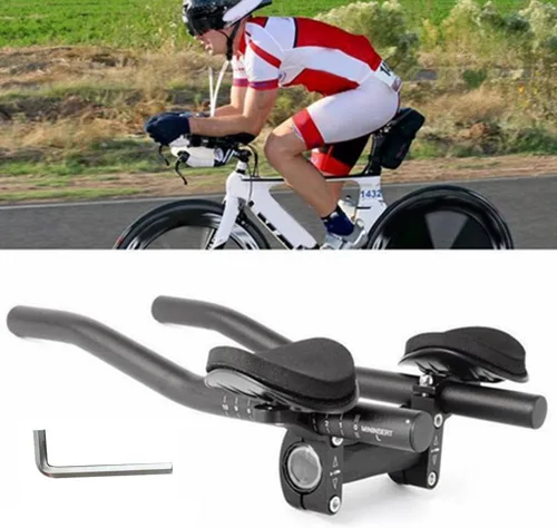 Vista 2 de Bike Aero Bars Ciclismo Aero Bars Bicicleta TT Manillar con llave Allen Herramienta Triatlón Aero Bars Ciclismo Rest Manillar para Moutain Bike Road
