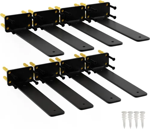 Vista 8 de Soportes de estante de 6 pulgadas, paquete de 8 soportes flotantes para estantes, soportes ocultos de acero al carbono de 1/5 pulgadas de grosor