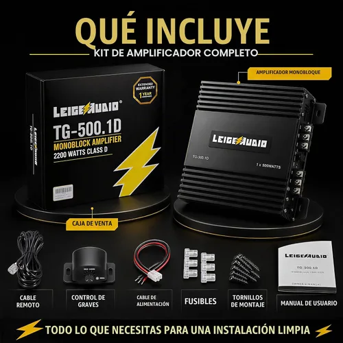 Vista 9 de Amplificador Monoblock de 500 Vatios, Clase D, Amplificadores de Subwoofer Estables a 1 Ohm para Altavoces de Audio de Coche