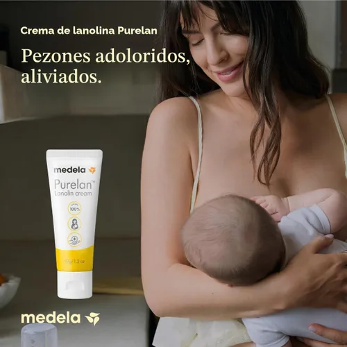 Vista 2 de Medela Purelan Lanolin Crema para pezones, alivio rápido, seguro para bebés