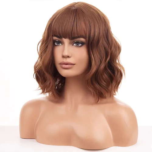 Vista 14 de BERON Pelucas cortas verdes para mujer, peluca rizada ondulada con flequillo para niñas, pelucas de cabello de color verde aguacate, peluca