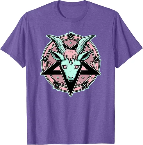 Vista 6 de Camiseta Kawaii Paste Creepy Goat Pentacle, Negro