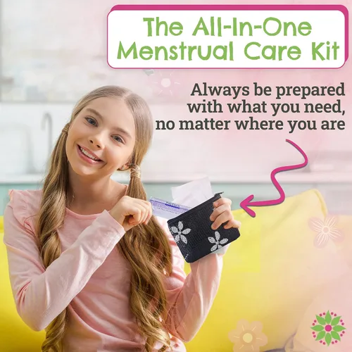 Vista 2 de Kit de inicio de período, kit de supervivencia del período menstrual moderno y orgánico, cuando la tía Flo hace una visita sorpresa.