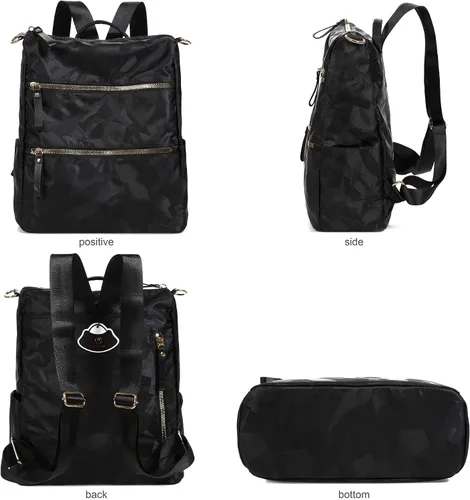 Vista 3 de AO ALI VICTORY Mochila de nailon para mujer, bolso de mano y bolso de hombro, bolsas universitarias antirrobo, monederos de viaje casuales