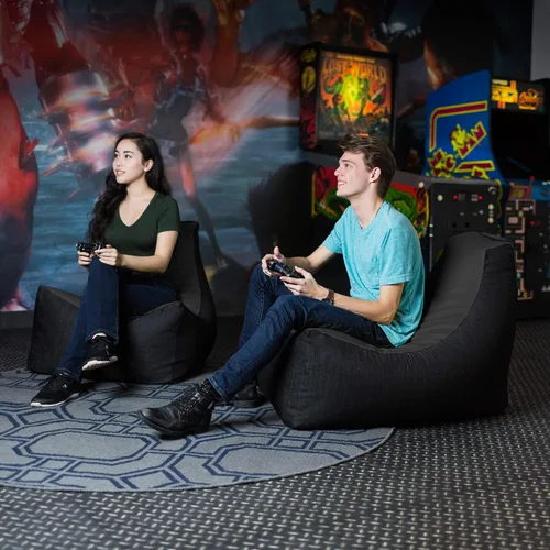 Vista 7 de Jaxx Pixel Gamer - Puf de vinilo de alta calidad/mezclilla oscura, negro