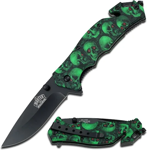 Vista 5 de Master USA MU-A001 Serie Cuchillo Plegable con Resorte, Hoja Negra, 11.43 cm Cerrado