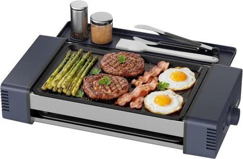 Vista 9 de HBN máquina de parrilla rodante para hot dogs 3 en 1 con placa antiadherente y parrilla, parrilla eléctrica compacta de 800W para salchichas