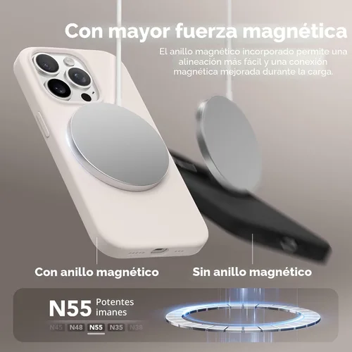 Vista 3 de GONEZ Funda de silicona para iPhone 15 Pro Max, compatible con Magsafe, protector de cámara + protector de pantalla, forro de microfibra suave
