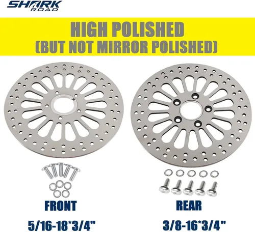 Vista 8 de SHARKROAD 1 rotor delantero y 1 rotor trasero de 11.5 pulgadas para Harley Davidson Touring Sportster Softail Dyna Rotor Actualización del sistema