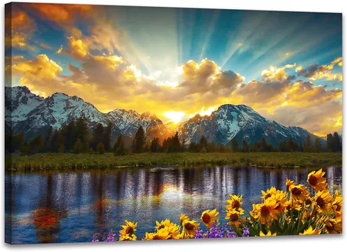Vista 12 de SKASNFAI Arte de Pared en Lienzo del Parque Nacional, Pintura de Paisaje Natural de Montaña, Arte Enmarcado para Decoración del Hogar, para Sala